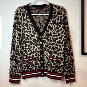 Tommy Hilfiger Leopard-Print V-Neck Button Cardigan